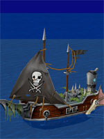 Пробитый корабль пиратов